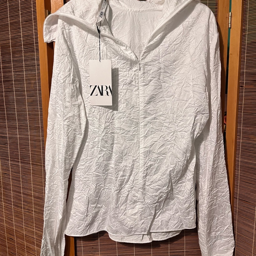 ZARA White Crinkled Women's Top